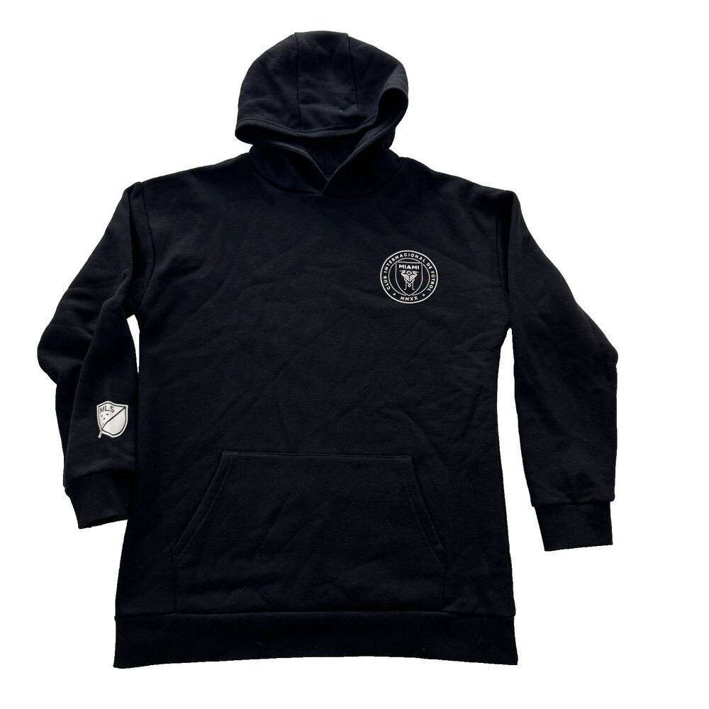 MLS Inter Miami CF Youth Hoodie 13-14 Black Full Zip Fleece Pullover Pristine